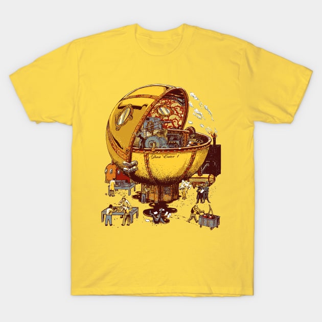 Ghost Eater: Pacman Steampunk T-Shirt by georgeslemercenaire